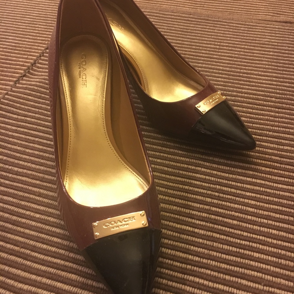 Coach heels, Burgundy and Black